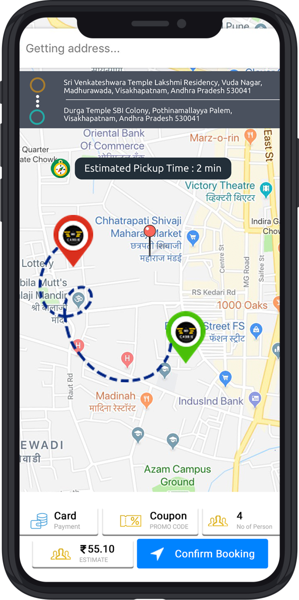 screenshot of Voila Cabs